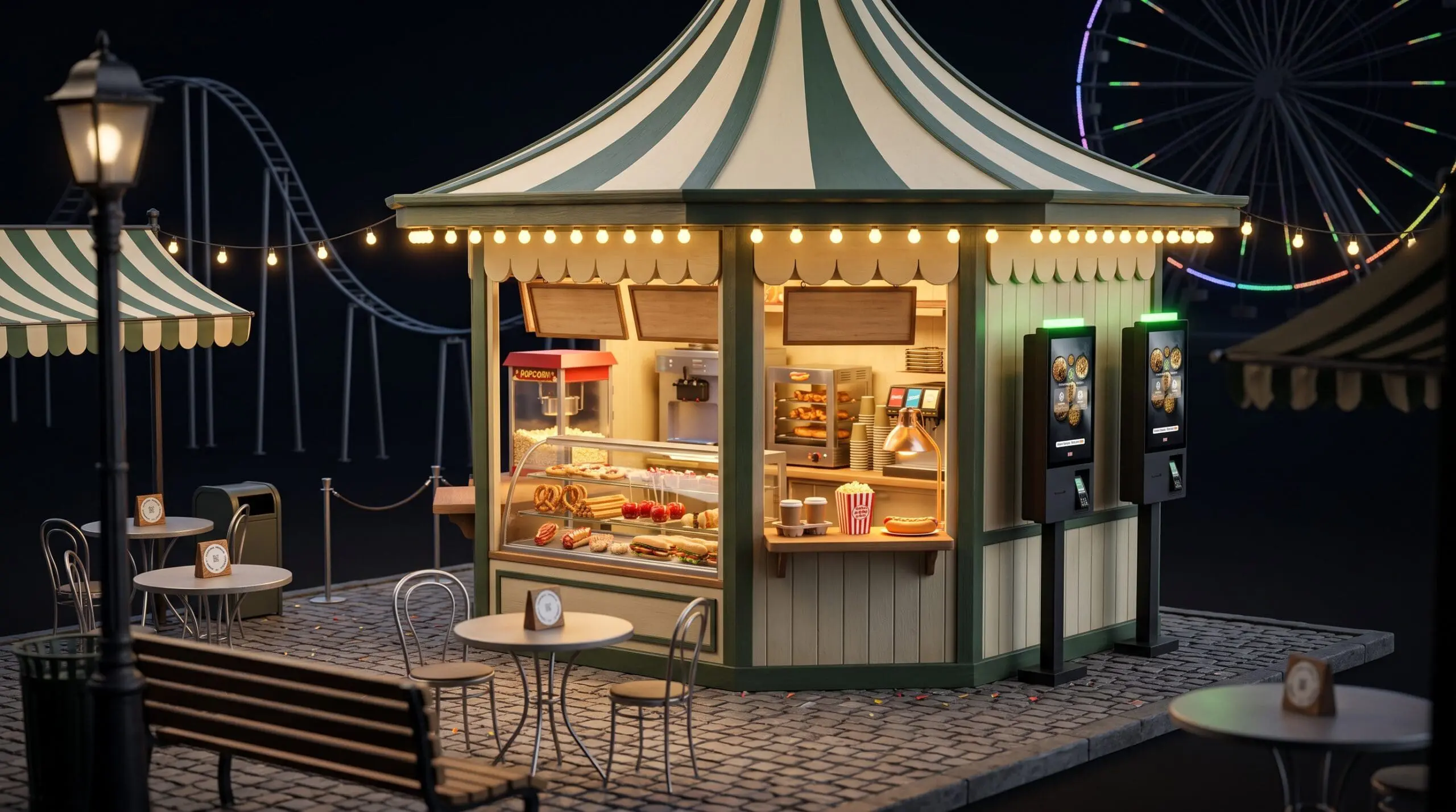 servier.bar Kiosks an einem Snack-Kiosk auf dem Festplatz